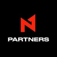 N1 Partners red and white logo on dark background